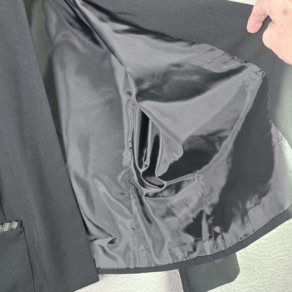 Harvé Benard Black 20W Evening Jacket Pleated Pocket Trim Structured Elegant VTG - Picture 5 of 12